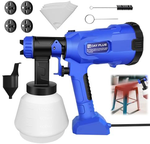 Pistolet Peinture Électrique 900W HVLP [4 Buses + 3 Motifs] | Pulvérisateur Haute Performance 600ML/Min | pour Lasures, Vernis, Peintures sur Bois & Métal | Idéal Clôtures, Armoires