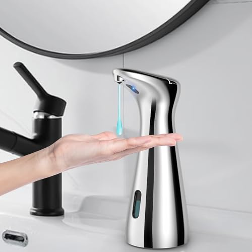 Summon The Elve Seifenspender Automatisch,200ML Berührungsloser Batteriebetriebener Elektrischer Seifenspender mit Sensor,4 Stufen Verstellbar No Touch Soap Dispenser für Bad,Küche(Silber)