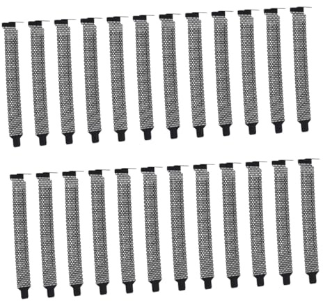 DOITOOL 20PCS Black Metal Mesh Pci Slot Covers Blanking Plates for Case Cooling Fan Dustproof Ventilation Computer Chassis Compatible with Matx and Atx Systems Easy to Install and Remove
