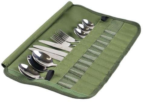 Whoasyst Outdoor Camping Cutlery Storage Bag Portable Travel Cutlery Organizers Rolls Up Tablewares Pouches Fork Spoon Chopsticks Bag For Cooking