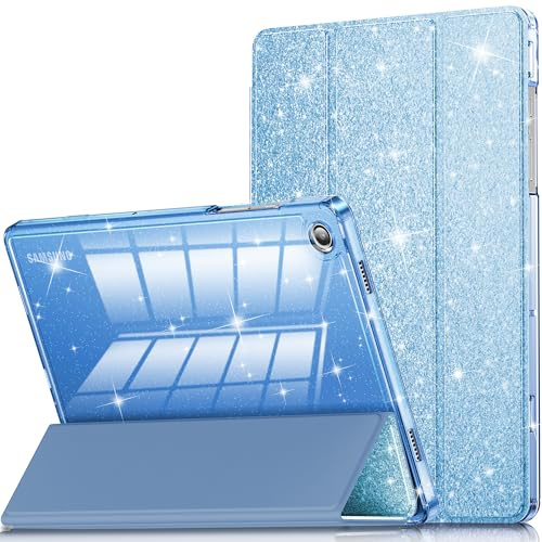 INFILAND Funda para Samsung Galaxy Tab A11+/A9+11 Pulgadas (2023/2025),Funda Protectora Brillante para Tableta con Parte Trasera Transparente y Brillante [Auto Wake/Sleep] (Azul)