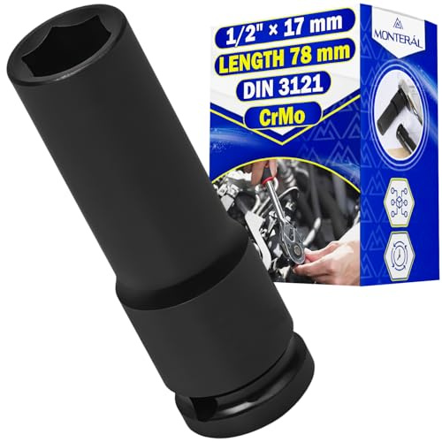Llave de Vaso de Impacto 1/2 x 17 mm DIN 3121 - Hexagonal Llave Vaso 78 mm | Fabricado en Acero Aleado al Cromo Molibdeno CrMo - MONTERAL