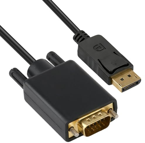 DisplayPort to VGA 1.8M Cable, Display Port to VGA Adapter DP to VGA Cable 1080P Gold-Plated Cord Male to Male Digital Video Lead for Monitor Desktop Computer Laptop HDTV Projector Graphics Cards