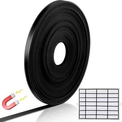 Whiteboard-Magnetband, 6 mm breit, schwarzer selbstklebender Streifen für Whiteboard-Markierung und Büroorganisation, flexibles TPE-Material für individuelles Schneiden (15 Meter)