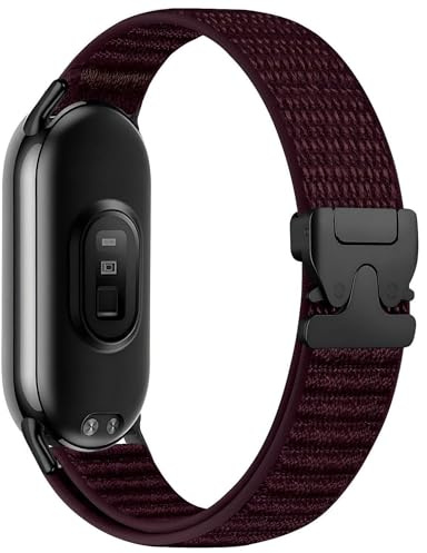 Wigento Smartwatch Armband Nylon für Xiaomi Smart Band 10/9 / 8 Parachute Schnalle Schwarz