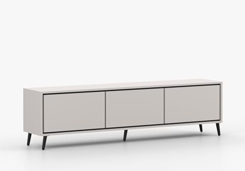 Fabryka Mebli Idźczak TV-Lowboard 180 cm breit Kaschmir, Ablageflächen, 16 mm Laminatplatte, ABS-Kanten, Wohnzimmer Fernsehschrank