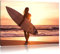 Pixxprint Surferin vor Sonnenuntergang, Größe: 120x80cm, Leinwandbild, fertig gespannt, Wandbild, Dekoration, Kunstdruck, kein Poster