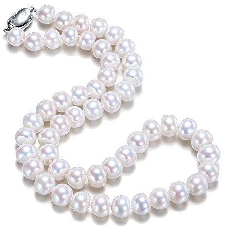 JYX AA+ perlenkette weiß nah-runde weiße kultivierte Süßwasserperlen Halskette 20 