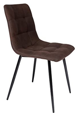 SAM Esszimmerstuhl ULF, Stoffbezug braun, Schwarze Metallfüße, Schalenstuhl im skandinavischen Stil, quadratische Absteppungen, pflegeleichter Stuhl