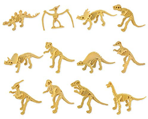 SCSpecial 12 Stücke Dinosaurier Fossilien für Kinder Verschiedene Dino Knochen Skelett Spielzeugfiguren PVC für Wissenschaft Spielen Belohnungen Dino Sand Dig Parteibevorzugung