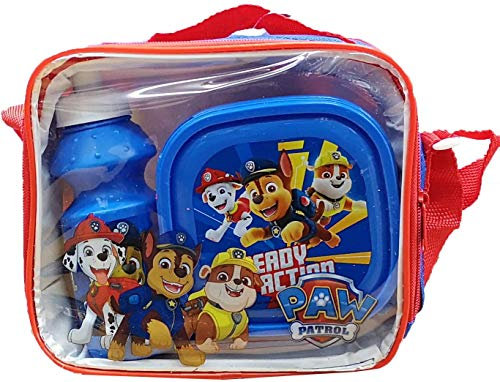 Paw Patrol Lunch Bag Sandwich Box and Bottle Set, Chase Marshall & Rubble