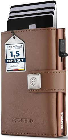 SF SCOFIELD Trinity Premium Slim Wallet mit Münzfach I Wallets for Men I Kartenetui mit Münzfach 10 – 12 Karten I Kreditkartenetui I RFID Schutz I Karten Portemonnaie I Smart Wallet I Geldbörse