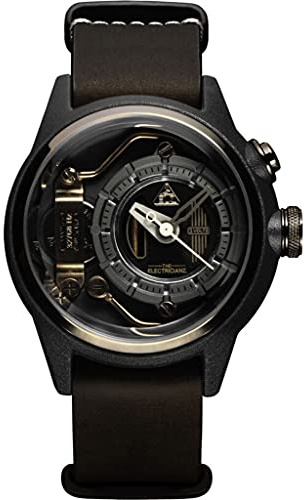 The ElectricianZ MokaZ 42m Quarz Leder Braun Schwarz Hell Elektrisch Unisex Uhr