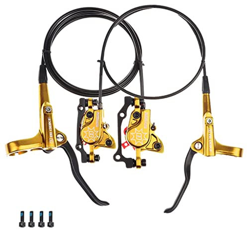 Amagogo Bike MTB Hydraulische Scheibenbremse Set für Gebirgsstraßen Fahrrad Fahrrad Vorwärts Richtung Hydraulikscheibenbremse Links Und Rechts Bremsen Hebels - Gold L Vorne R Hinten