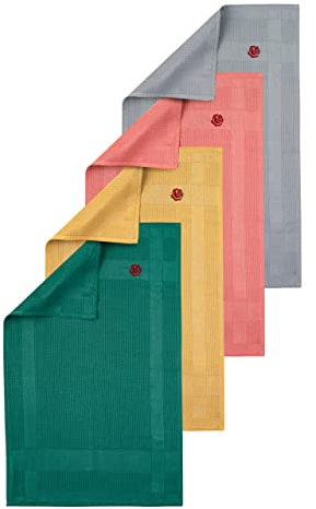 ROSELINE Mikrofaser Handtücher Küchentücher für den alltäglichen Einsatz geeignete Saugstarke & fusselfreie Geschirrtücher Putzlappen 4er Set (42 x 68 cm)(Bunt)
