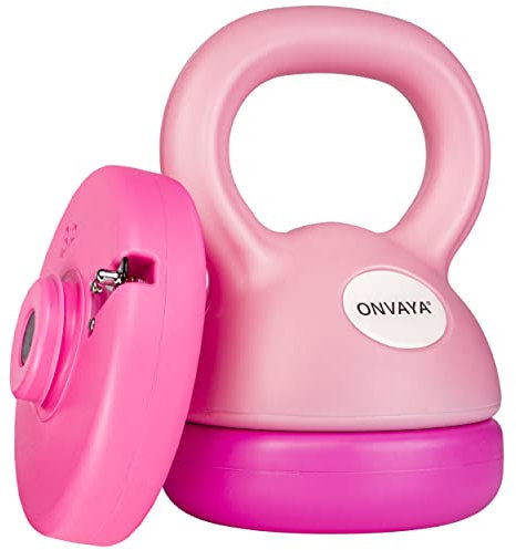 ONVAYA® Kettlebell Set | Rosa-Pink | Verstellbare Kettlebell mit variablen Gewichtsscheiben: 2-5,5 kg | Platzsparendes Kugelhantel Set