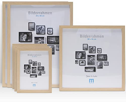 6 tlg. Foto Bilderrahmen-Set in Natur in verschiedenen, unterschiedlichen Größen. Für Fotowände & Bilderwände mit Naturoptik Bilderrahmen, Hochformat & Querformat geeignet. Von 15x20cm bis 30x40cm.