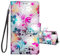 JRIANY for iPhone XR Case, PU Leather Wallet Case with Cute Flower Pattern [Card Holder] [Kickstand], Flip Case, Shockproof Cover
