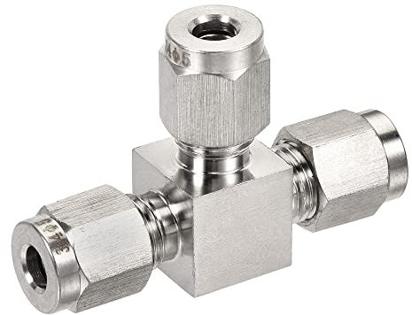 sourcing map Rapide Connexion Air Ligne Compression Raccords 304 Inox Acier 5mm OD Tube 3 Voie T Type T Union Séparateur Connecteur