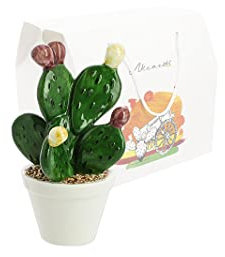 Mondocreazioni Piantina cactus con vasetto bianco in porcellana nicarè con astuccio tipico siciliano art 502