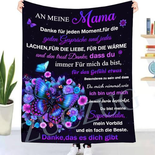 Kuscheldecke Flauschige Faultier Geschenk zum Muttertag, Personalisierte Faultier Decke An Meine Mama von Tochter, Super Weiche Flanelldecke Wohndecke Luftpost Positiv Ermutigen Decke für Sofa Reisen