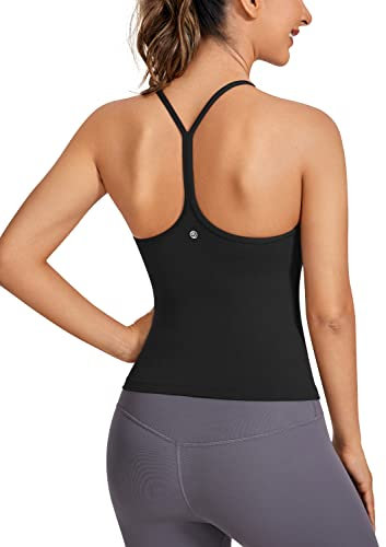 CRZ YOGA Damen Butterluxe Racerback Sports Tank Top Ärmelloses Ohne Bügel Yoga Oberteile Crew Ausschnitt Fitness Spaghetti Tops Schwarz 40