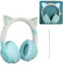 Gugxiom Cat Ear Headphones, Wireless Gaming Headsets via Bluetooth 5.1/3.5mm AUX Cable, Foldable Headphones with 7 Colors LED Lights and 4 LED Modes for Girls, Adults (Vegetable)