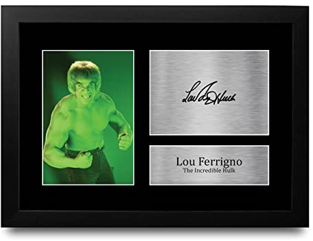 HWC Trading FR A4 Lou Ferrigno The Incredible Hulk Geschenke Geducktes Signiertes Autogramm Foto für Fans von Film Memorabilien - A4 Gerahmt