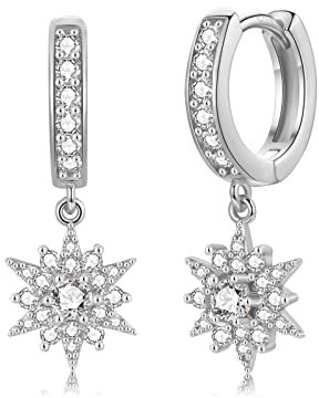 Creolen Silber 925 mit Anhänger Ohrringe Hypoallergen Huggies Creolen Silber Damen Ohrringe Silber 925 Set Piecing Schmuck zum Dankeschön Geburtstag Damen Herren Geschenke
