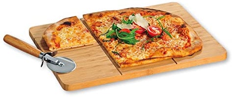 Kesper | Vassoio per pizza con sarta, materiale: bambù certificato FSC®, dimensioni: 40 x 30 x 1,5 cm, colore: Marrone | 58466
