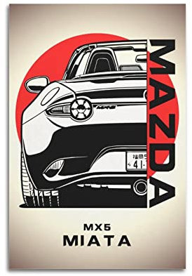 JDM Auto-Poster für Mazda MX5 Vintage Sport Car (2) Dekorative Malerei Leinwand Wand und Kunst Bild Familie Schlafzimmer Dekor 40 x 60 cm