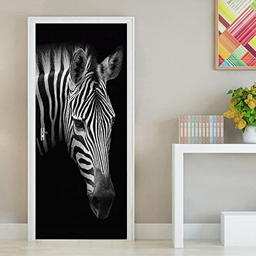 Türtapete Selbstklebend Türposter Tier Zebra 95X215Cm 3D Türaufkleber Wasserdichte Fototapete Türfolie Abnehmbar Wandaufkleber Wohnzimmer Küche Schlafzimmer Deko Wandbild