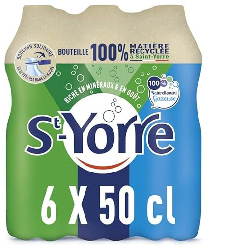 St Yorre - Pack de 6 Bouteilles dEau Minérale Naturelle Gazeuse - 6X50Cl - L'Unité