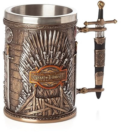 LoJax Jarra de Cerveza vikinga de Juego Retro de Acero Inoxidable Pintada a Mano - Exquisita Jarra de Cerveza Decorada con Resina, diseño de mitología nórdica, Estilo gótico
