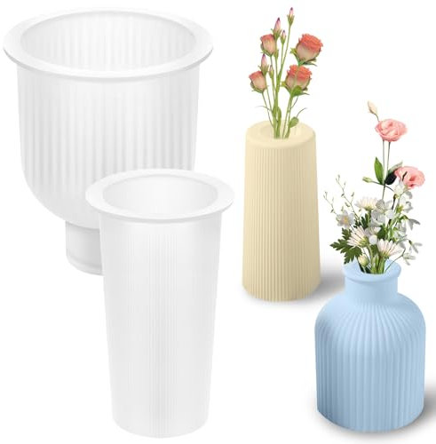 Moules Silicone pour Vases,2 Pièces Vases DIY En RéSine éPoxy,Moule Silicone Vase Resin Mold,Moules à Fleurs Pour La Fabrication De Porte-Plumes,pour la Fabrication de Porte-Plumes