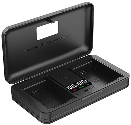 LIFEMOI Battery Charger, DMW-BLC12 Compatible, BATTERY_CHARGER for Panasonic Lumix DMC-FZH1/G85GK/GX8 ets, Dual Charging, SD Card Reader, LCD Display, USB Type-C, 8.4V/2A, 5000 Hours Standby