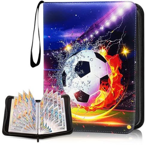 Classeur de Cartes de Football,Album Photo de Cartes à Collectionner de Football 50 Pages capacité 400 Cartes, Album De Football de Cartes de Jeu Scrapbook PU étanche Portable Album Cartes (D)