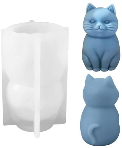 Silikonformen Gießformen Katze Kerzenformen zum Gießen Silikonform Kerzen 3D Kätzchen Silikon Kerzenform Seifenform Epoxidharz Tiere Formen Katze Gießform für Sojawachs Kerzen, Seife, Gips (A)
