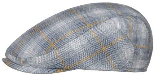 Lipodo Karo Flatcap Mehrfarbige Schiebermütze Größenverstellbar Leinen-Baumwollmischung Damen Herren Frühjahr/Sommer blau S (55-56 cm)
