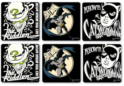 Batman – Lot de 6 dessous de verre – Coaster Riddler – Dessous de verre Catwoman