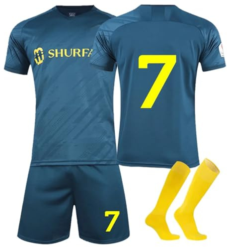 Al NASSR 23/24 Fußball Trikot, Nr.7 Hause/Auswärts Fußball Trikot für Kinder Erwachsener, Fussball Trikots Shorts und Socken Anzug Jungen Herren