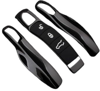 Happyit Clé Key Cover Étui Coque télécommander pour Porsche Panamera Spyder Carrera Macan Boxster Cayman Cayenne 911 970 981 991 (Noir)