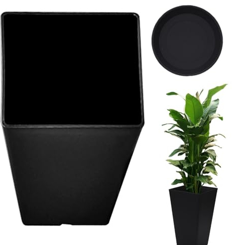 Maceta grande de resina – Macetas cuadradas – macetas grandes para plantas de interior – para uso interior o exterior, 38 x 16 x 24,5 cm