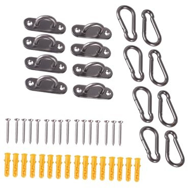 TIOMIOSEA M6 Deckenhaken Schwerlast, Edelstahl Karabiner und Edelstahl Augplatte mit Öse, Wand/Deckenhalterung Haken für Befestigung von Sonnensegel/Hängesesseln/Bootsdecks/Decken