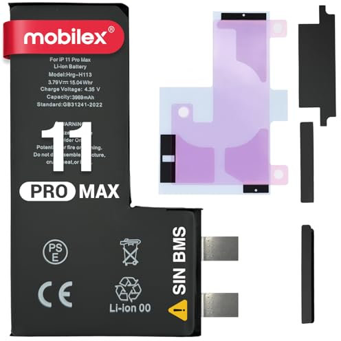 MOBILEX® Batterie sans BMS pour iPhone 11 Pro Max | 3969 mAh - Capacité d'origine | Cellule interne de rechange | OEM | Sans câble Flex