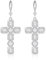 Linawe Kreuz Ohrringe Hängend Silber, Ohrhänger Damenohrringe Schmuck Set, Moissanite Geburtsstein Tropfen Ohrringe Modeschmuck, Weißgold Kreuz Anhänger Kristall Ohringe