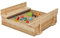 IDMarket - Bac à Sable Funny Bois refermable avec 2 bancs et bâches de Protection