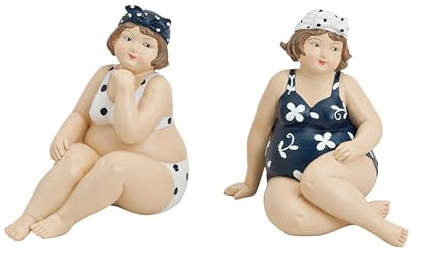 Topshop24you Dekofigur Frau im Badeanzug – lustige Strandfigur, Maritime Sommerdeko, Geschenkidee, Badezimmer Deko Polyresin, ca. 13x8x12 cm (Weißer Badeanzug)