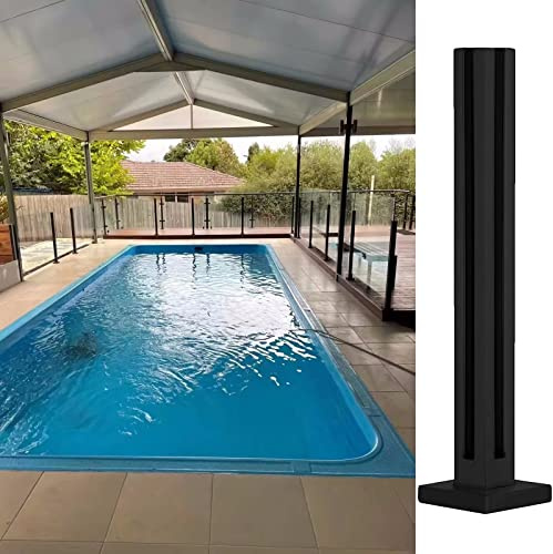 Poste de barandilla de vidrio cuadrado negro for exteriores - Balaustrada de acero inoxidable 304 - Altura de 51 a 39 pulgadas(Sapphire,75cm)
