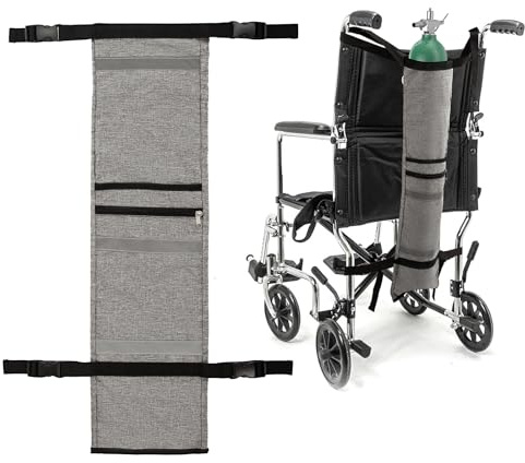 Oxygen Tank Holder for Wheelchair & Walker,Scooter, Rollator, Adjustable Oxygen Tank Carrier Pouch Accessories, Oxygen Cylinder Carry Bag with Reflective Strip (Gray)